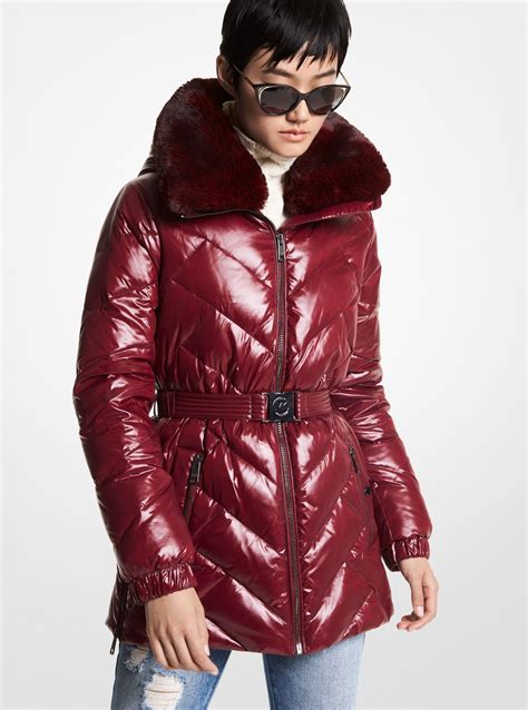 michael michael kors faux shearling trim quilted puffer jacket|saks Michael Kors puffer jacket.